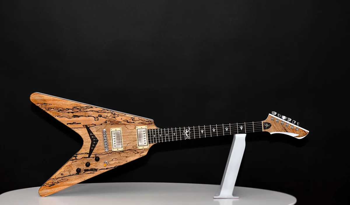 This is a custom guitar, built by a well-known luthier, Augustin Cristian Apostol (@ Avatar2100). Her name is The Evil