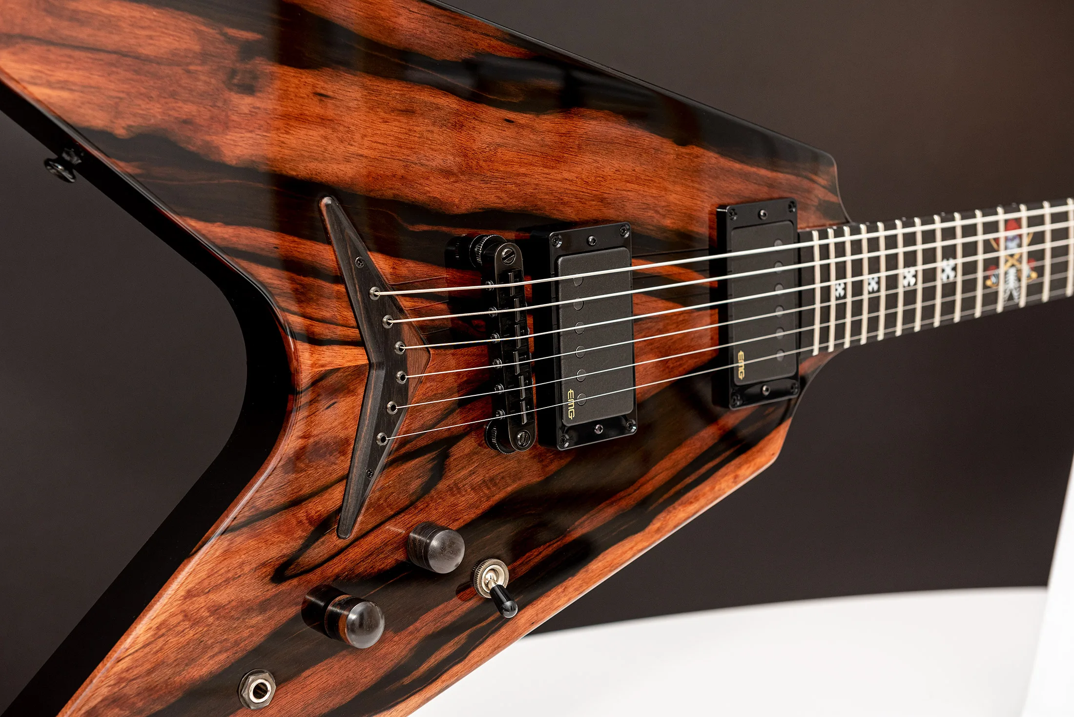 This is a custom guitar, built by a well-known luthier, Augustin Cristian Apostol (@ Avatar2100). Her name is The Serpent.