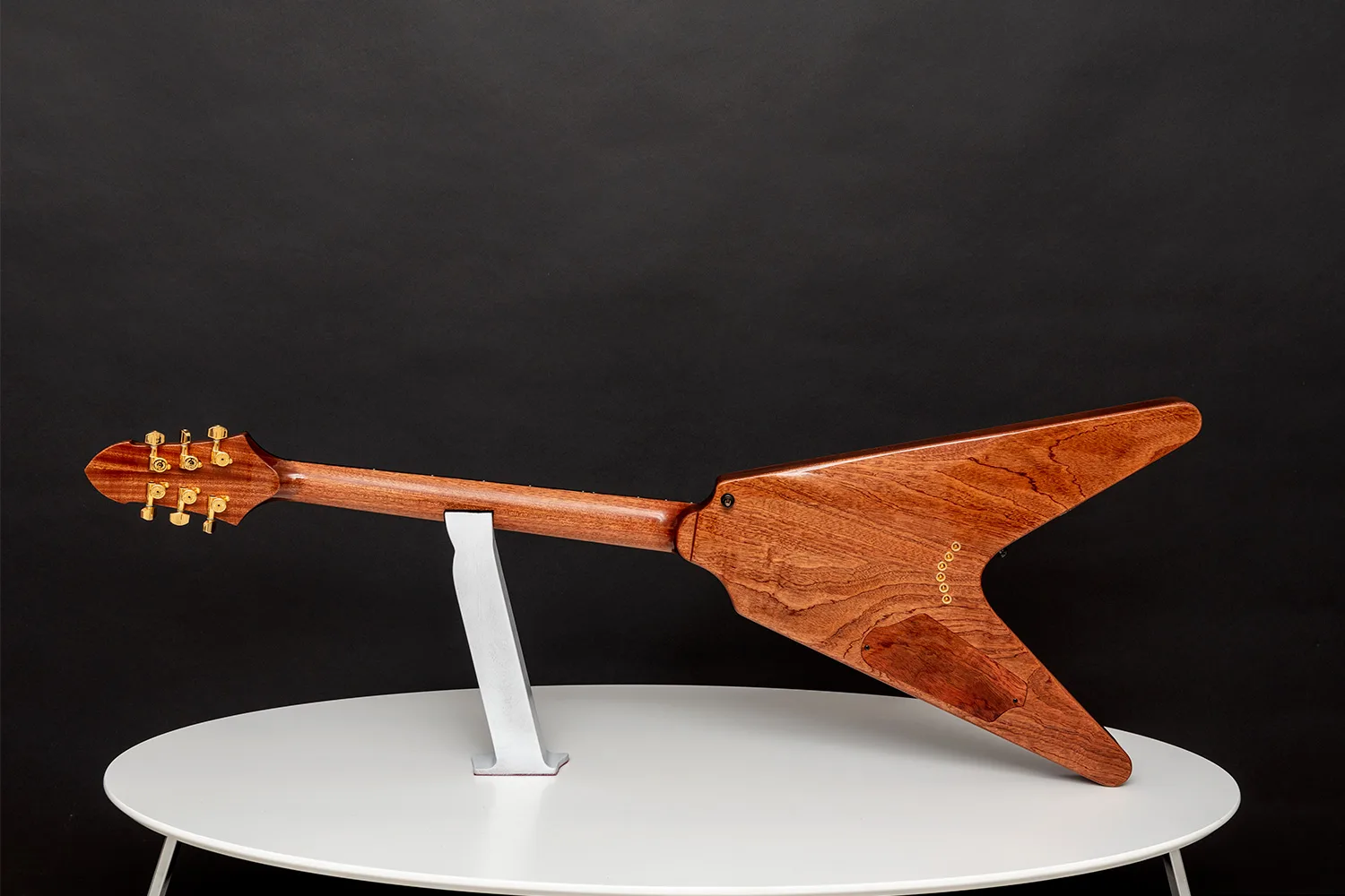 This is a custom guitar, built by a well-known luthier, Augustin Cristian Apostol (@ Avatar2100) for Kai Hansen.  Her name is Yggdrasil