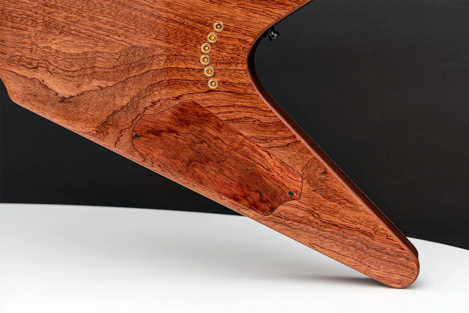 This is a custom guitar, built by a well-known luthier, Augustin Cristian Apostol (@ Avatar2100) for Kai Hansen.  Her name is Yggdrasil